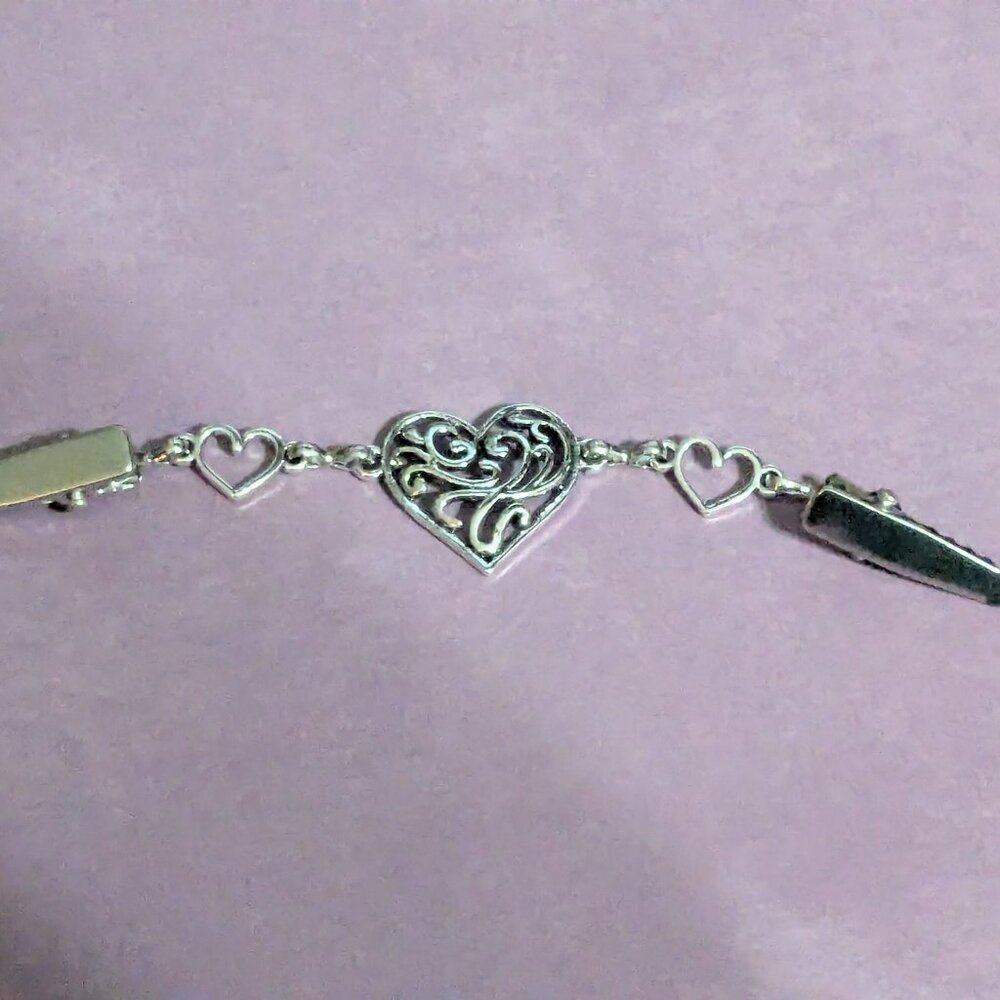 Hearts Shawl Cardigan Clasp 5 in Long Silver Tone NWOT CL7